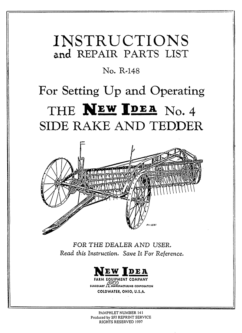 New Idea No. 4 Side Rake and Tedder (Manual M-141)
