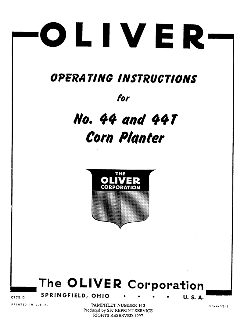 Oliver No. 44 & 44T Corn Planter (Manual M-143)