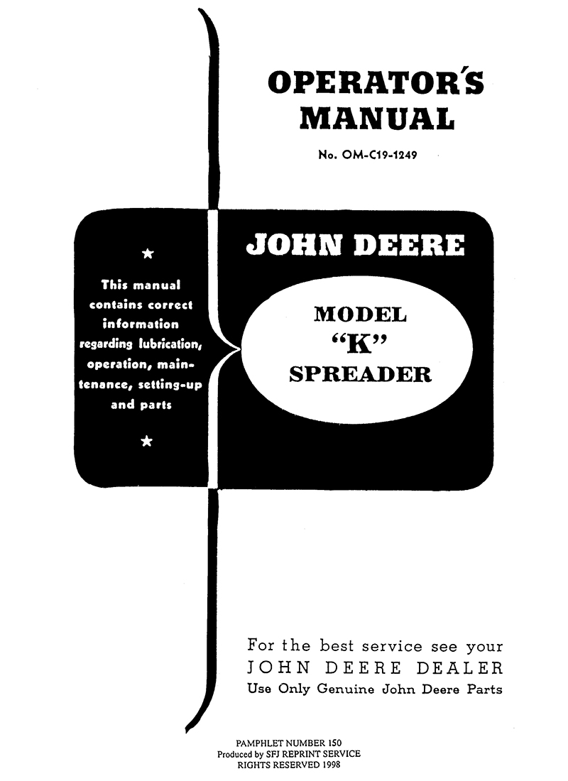 John Deere Model K Spreader (Manual M-150)