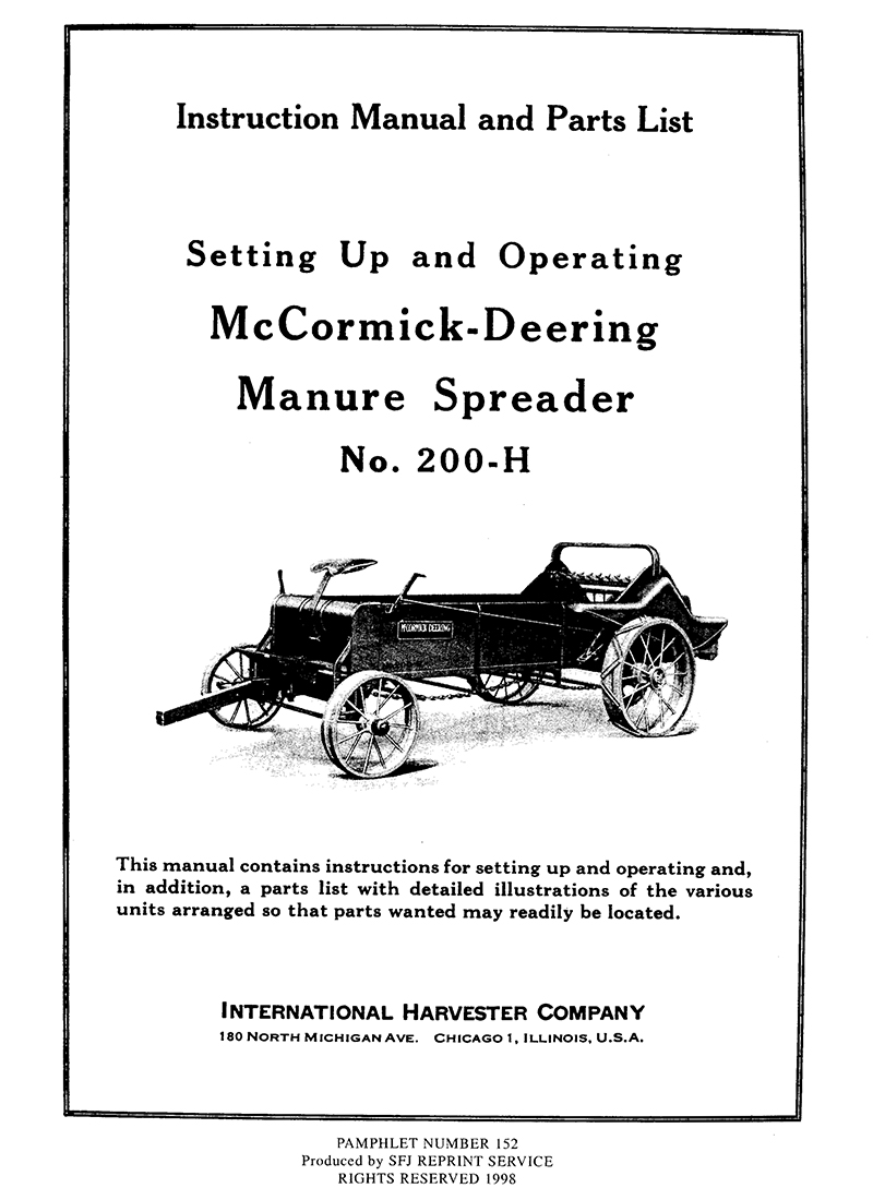 McCormick-Deering Manure Spreader No. 200-H (Manual M-152)