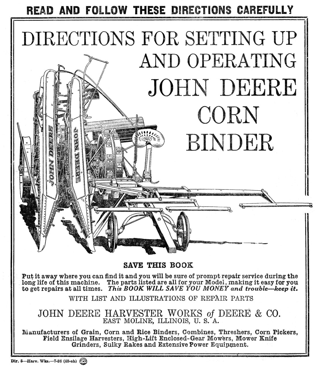 John Deere Corn Binder (Manual M-166)